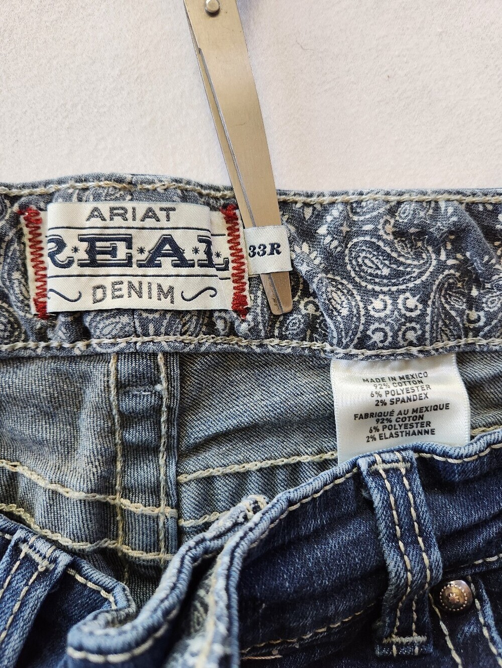 Ariat Eclipse Riding Work Mid Rise Bootcut Ranch Jean 33R Hem Slits - Picture 8 of 15